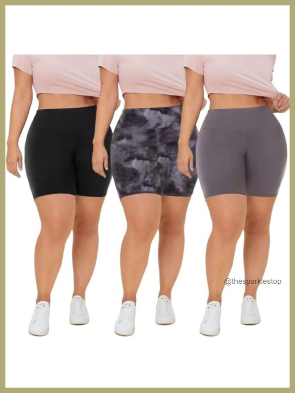 Plus Size Biker Shorts 8" High Waisted for Yoga Workout 3 Pack